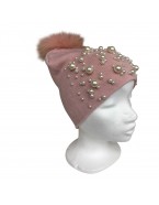 Cappellino rosa con perle