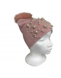 Cappellino rosa con perle