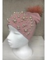 Růžová čepice perly