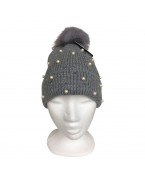 Grey winter cap with stones