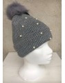 Grey winter cap with stones