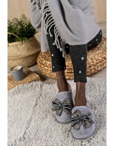 Grey Slippers Bow